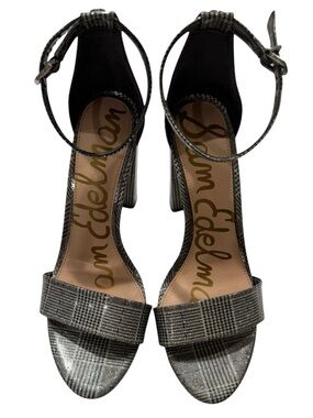 Sam Edelman Gray Plaid Ankle Heels Size 8 - Professional Chic Office